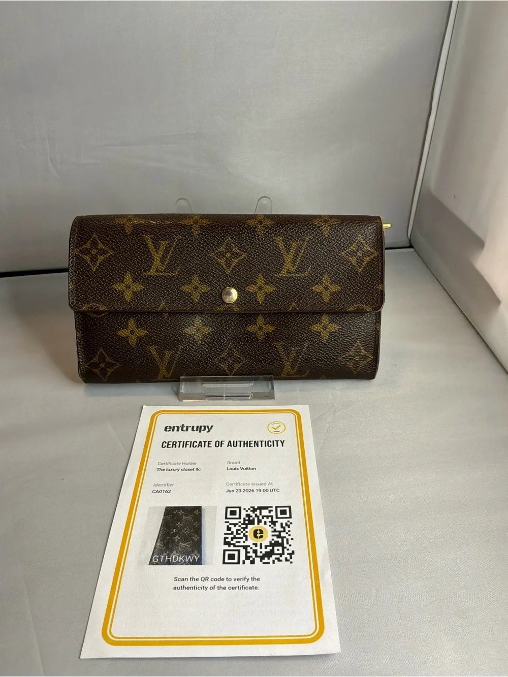 Louis Vuitton Monogram Canvas Trifold Wallet in Brown and Gold